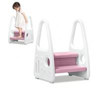 VA-Sgabello ceruleo per bambini Sgabello con 2 livelli in plastica Sgabello per bambini Scaletta di sicurezza per bagno Camera dei bambini Cucina Camera da letto Grigio / Rosa / Verde Vantaggi:√ Desig