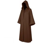 VAAT Mantello da uomo con cappuccio, per Halloween, cosplay, costume da cavaliere (marrone-L)