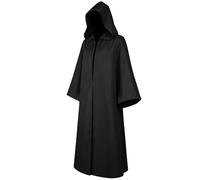 VAAT Mantello da uomo con cappuccio, per Halloween, cosplay, costume da cavaliere (nero-S)