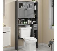 Vabches Armadietto portaoggetti da posizionare sopra il WC, mobile salvaspazio per bagno, bagno, lavanderia, grigio chiaro