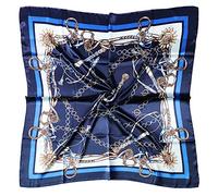 vabovin Sciarpa da donna in raso quadrato da 88,9 cm come capelli sciarpe e involucri per dormire, 11- Catena blu navy, 35''x35''