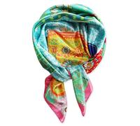 vabovin Sciarpa di seta come la testa per le donne Bandana stampata in raso per avvolgere i capelli accessorio di moda sciarpa per capelli quadrata 35 pollici, 99-153 Classico Retro Stampato Verde,