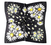 vabovin Sciarpa di seta come la testa per le donne Bandana stampata in raso per avvolgere i capelli accessorio di moda sciarpa per capelli quadrata 35 pollici, 18 Margherite Nere, 35''x35''
