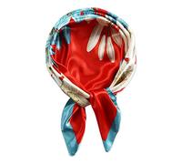 vabovin Sciarpa di seta come la testa per le donne Bandana stampata in raso per avvolgere i capelli accessorio di moda sciarpa per capelli quadrata 35 pollici, 99-129 Fiori di Giglio Bianco Blu, 35