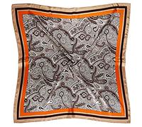 vabovin Sciarpa di seta come la testa per le donne Bandana stampata in raso per avvolgere i capelli accessorio di moda sciarpa per capelli quadrata 35 pollici, 104 Paisley Arancione Marrone, 35'' x 35