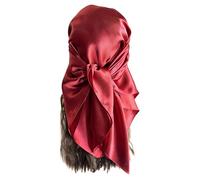 Vabovin Sciarpa di seta di sentimento grande quadrato della sciarpa della testa del raso per le donne 35 × 35" & foulard di colore solido, 99-201 Vino Rosso,