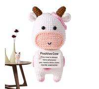 Vaca Positiva Vaca de Apoyo Emocional Muñeca decorativa de escritorio de apoyo Jughetes de Animales de Punto muñeca de ganchillo de apoyo emocional Para decoraciones Del hogar juguete de ganchi