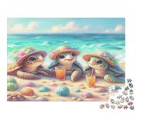 Vacanza al mare con le tartarughe - Tre tartarughe colorate sulla spiaggia - Puzzle per adulti da 1000 pezzi - Giochi educativi classici per lo sviluppo del cervello - 70x50 cm/1000 pezzi