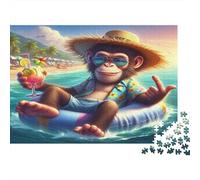 Vacanza con gli scimpanzé Puzzle 1000 Pezzi Carta riciclata per adulti Puzzle per adulti Gioco educativo per decompressione Ottima idea regalo per la creatività 70x50cm/1000pcs