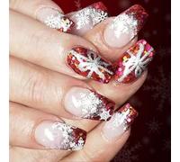 Vacanza Francese Glitter Stampa Su Chiodi 24 Pcs Modello Di Natale Durabilità Abs Suggerimenti Brillantanti Per Le Occasioni Festive Abs Press Sul Chiodo Festa Di Natale Regalo Nastro