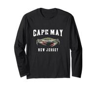 Vacanza grafica vintage con granchio blu a Cape May, New Jersey Maglia a Manica