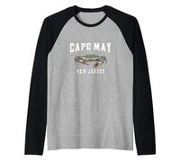 Vacanza Grafica Vintage con Granchio Blu a Cape May, New Jersey Maglia con Maniche Raglan