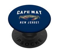 Vacanza grafica vintage con granchio blu a Cape May, New Jersey PopSockets PopGrip Adesivo