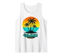 Vacanza retrò con Le Palme al Tramonto a Waikiki Oahu Hawaii Canotta