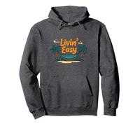 Vacanza sull'amaca sulla Spiaggia Tropicale Livin' Easy Felpa con Cappuccio, Unisex per Adulti, Grigio Scuro, XXL