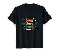 Vacanza sull'amaca sulla Spiaggia Tropicale Livin' Easy Maglietta, Uomo, Nero, L