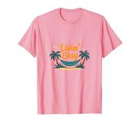 Vacanza sull'amaca sulla Spiaggia Tropicale Livin' Easy Maglietta, Uomo, Rosa, S