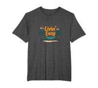 Vacanza sull'amaca sulla Spiaggia Tropicale Livin' Easy Maglietta, Uomo Taglie Grandi, Grigio Scuro, 5X Tall