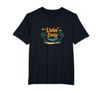 Vacanza sull'amaca sulla Spiaggia Tropicale Livin' Easy Maglietta, Uomo Taglie Grandi, Nero, 4X Tall