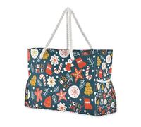 Vacanze Buon Natale Biscotti Grande Capacità Borse E Borse con Tasche Laterali Spalla Weekender Pernottamento Buono per Viaggi Piscina Nuotare Spiaggia Vacanze Necessità