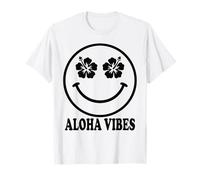 Vacanze estive con Fiori di Ibisco Aloha Vibes Happy Face Maglietta