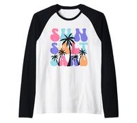 Vacanze estive dell'albero di Cocco sulla Spiaggia di Sabbia di Sale Solare Maglia con Maniche Raglan