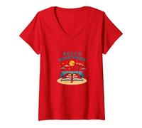 Vacanze estive di Lettura da Topo di Biblioteca Maglietta con Collo a V, Donna, Rosso, XL