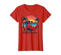 Vacanze estive di Old Glory Maglietta, Donna, Rosso, M