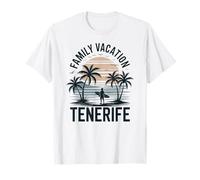Vacanze in famiglia a Tenerife, spiaggia al tramonto estivo e palme Maglietta