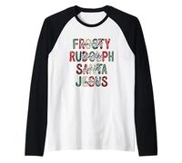 Vacanze Retro Natale Dance Like Frosty Give Like Santa Maglia con Maniche Raglan