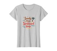 Vacanze sulla Spiaggia di Sandy Toes Sunkissed Nose Maglietta, Donna, Argento, L