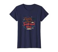 Vacanze sulla Spiaggia di Sandy Toes Sunkissed Nose Maglietta, Donna, Navy, S