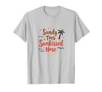 Vacanze sulla Spiaggia di Sandy Toes Sunkissed Nose Maglietta, Uomo, Argento, L