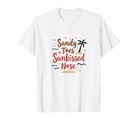 Vacanze sulla Spiaggia di Sandy Toes Sunkissed Nose Maglietta, Uomo, Bianco, M