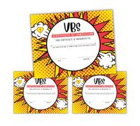 Vacation Bible School VBS Certificato di completamento Award | 50 pk 8.5x11 in Superhero Gamer Hero Games Cape Partecipazione