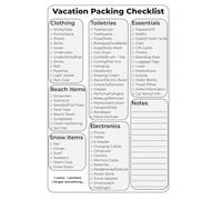 Vacation Packing Checklist - B&W: Black - and - White Edition