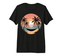 Vacation Smile Tropical Tramonto Palme Amaca Maglietta Premium