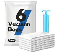 Vacbird Sacchetti Sottovuoto Vestiti con Pompa a Mano, Confezione da 6 Piccoli (40 x 60 cm) Riutilizzabile Buste Sottovuoto Vestiti per Maglioni, Cappotti, Lenzuola, Coperte, Cuscini, Salvaspazio