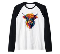 Vacca Highlander Mucca Highland Cow Allevatore di Bestiame Maglia con Maniche Raglan