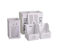 Vacchetti 1920380000 - Set di 4 cestini in Vimini, Bianco, Medio