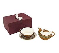 Vacchetti 58343500NO - Teiera con Tazza Decoro Bambu' Noce Tazza E Teiera