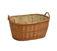 Vacchetti Cesta portalegna Vimini Europeo 1^ Misura con Fodera Juta Ovale, Multicolor, Medio