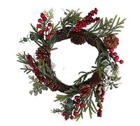 Vacchetti Giuseppe Decorazione ghirlanda corona verde naturale di Natale in plastica con pigne e bacche larga 35cm, 6323580000