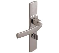 Vachette ARTIS - Set di maniglie per porta su piastra per porta del WC, bagno - interasse 195 mm - Materiale Zamak resistente - Garanzia 10 anni - Finitura platino