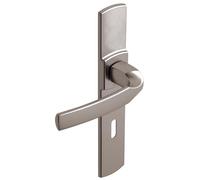 Vachette ARTIS - Set di maniglie per porta su piastra per porta della camera e ufficio, interasse 195 mm, materiale Zamak resistente, garanzia 10 anni, finitura platino