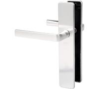 Vachette KAZA - Set di maniglie per porta su piastra per porta della cucina e soggiorno, interasse 195 mm, materiale alluminio resistente, garanzia 10 anni, finitura argento