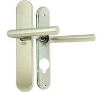 Vachette Linox 493 - Set di maniglie per porta su piastra grande, cavalletto angolato, beccuccio per porta cucina, soggiorno, interasse 195 mm, facile da installare - Garanzia 2 anni - Acciaio
