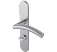 Vachette Linox 494 - Set di maniglie per porta su piastra grande, cavalletto virgola - condanna - Porta del bagno e WC - interasse 195 mm - facile da installare - Garanzia 2 anni - in acciaio inox