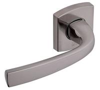Vachette Muze - Maniglia per porta con cavalletto e rosone quadrata solidarizzata, beccuccio di canna - per porte spessore 30-48 mm - in Zamak - quadrato 7 mm - garanzia 10 anni - finitura platino