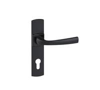 Vachette Muze - Set di maniglie per porta su piastra, versione chiave I, porta d'ingresso, ufficio, garage - interasse 195 mm - sistema di posa facile - Zamak resistente, finitura onice nera
